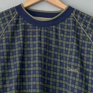 Catalina Pullover Men Size Large Navy Green Tartan Plaid Golf Windbreaker Jacket